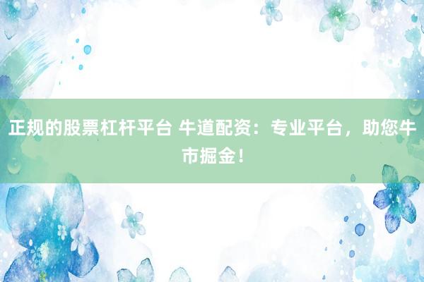 正规的股票杠杆平台 牛道配资：专业平台，助您牛市掘金！