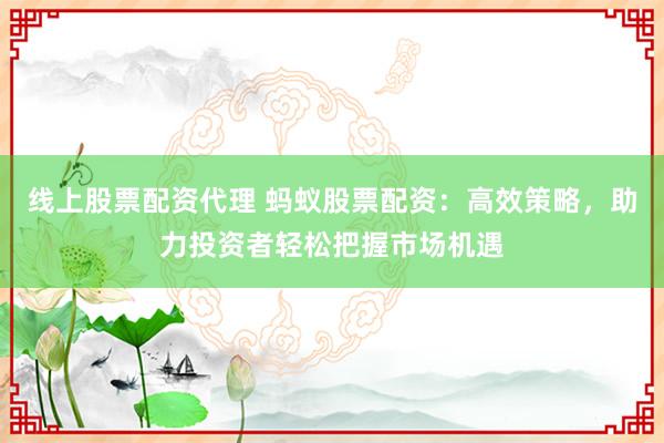 线上股票配资代理 蚂蚁股票配资：高效策略，助力投资者轻松把握市场机遇