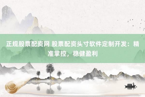 正规股票配资网 股票配资头寸软件定制开发：精准掌控，稳健盈利