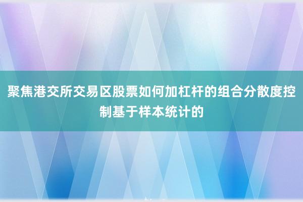 聚焦港交所交易区股票如何加杠杆的组合分散度控制基于样本统计的
