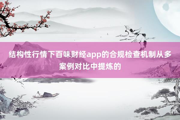 结构性行情下百味财经app的合规检查机制从多案例对比中提炼的