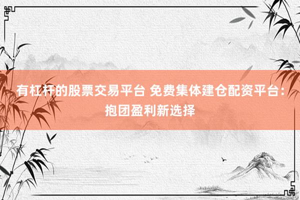 有杠杆的股票交易平台 免费集体建仓配资平台：抱团盈利新选择